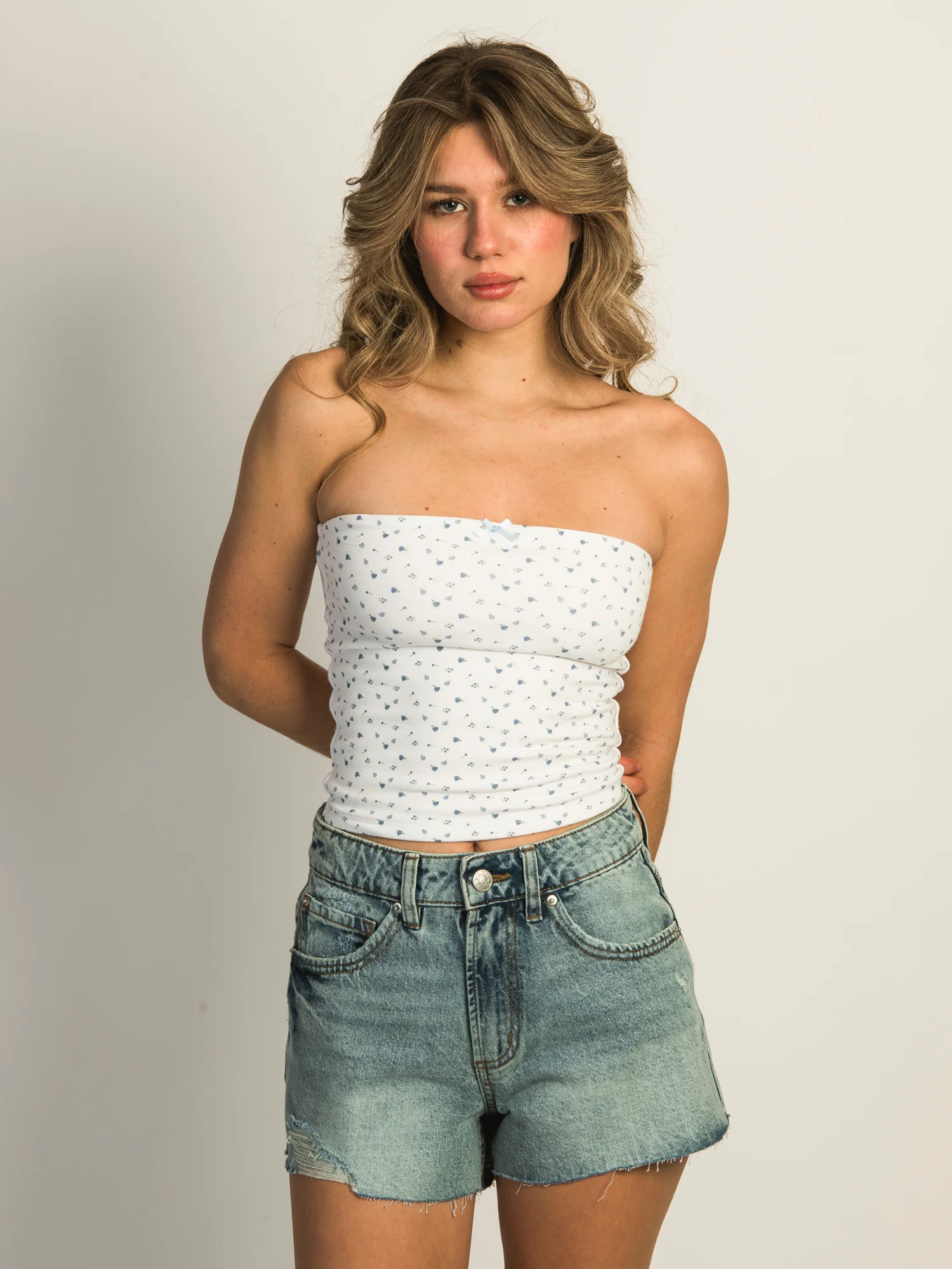 HARLOW BAILEY DITSY TUBE TOP - WHITE