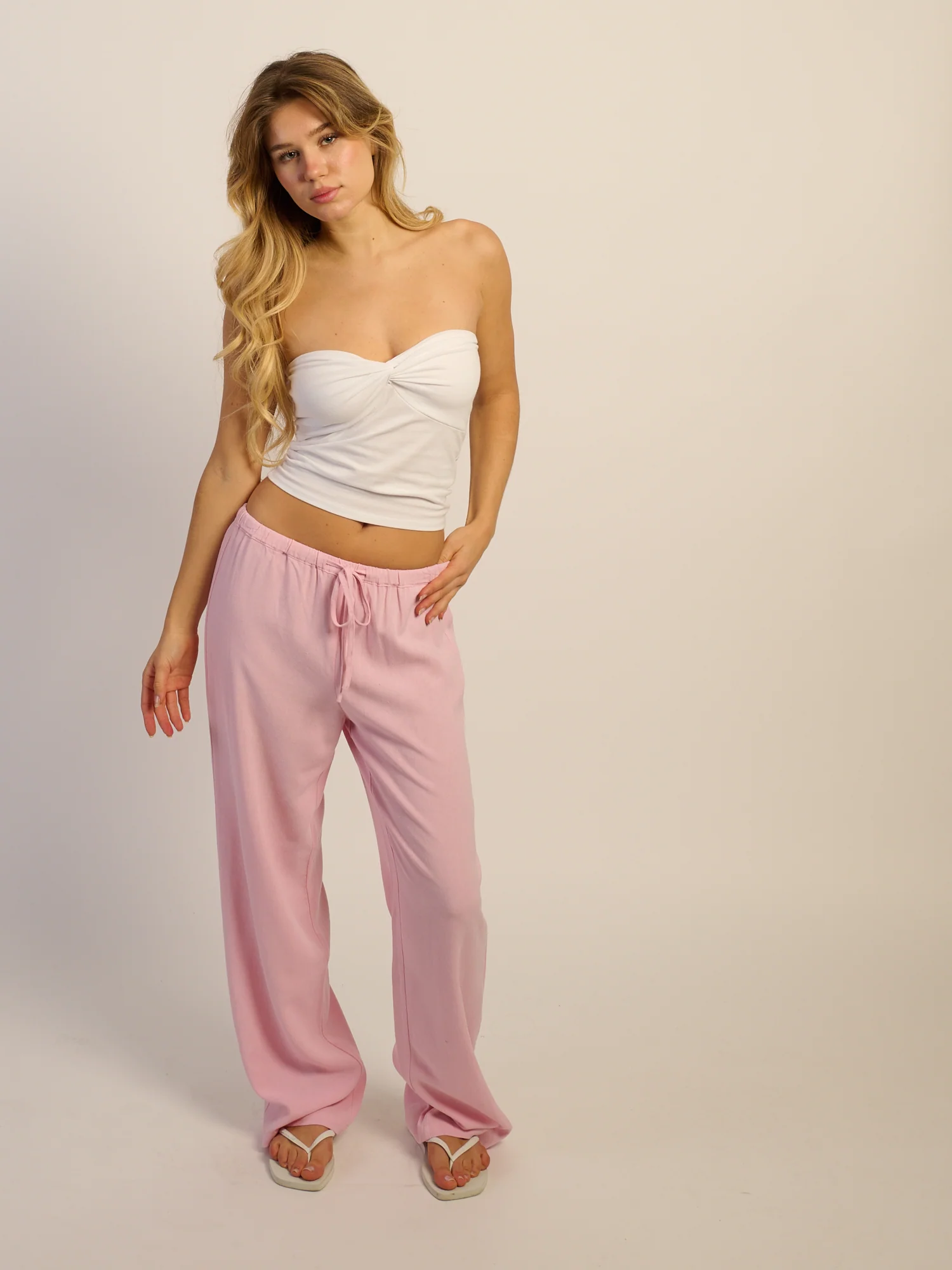 HARLOW LANA LINEN PANT - PINK - Image 2