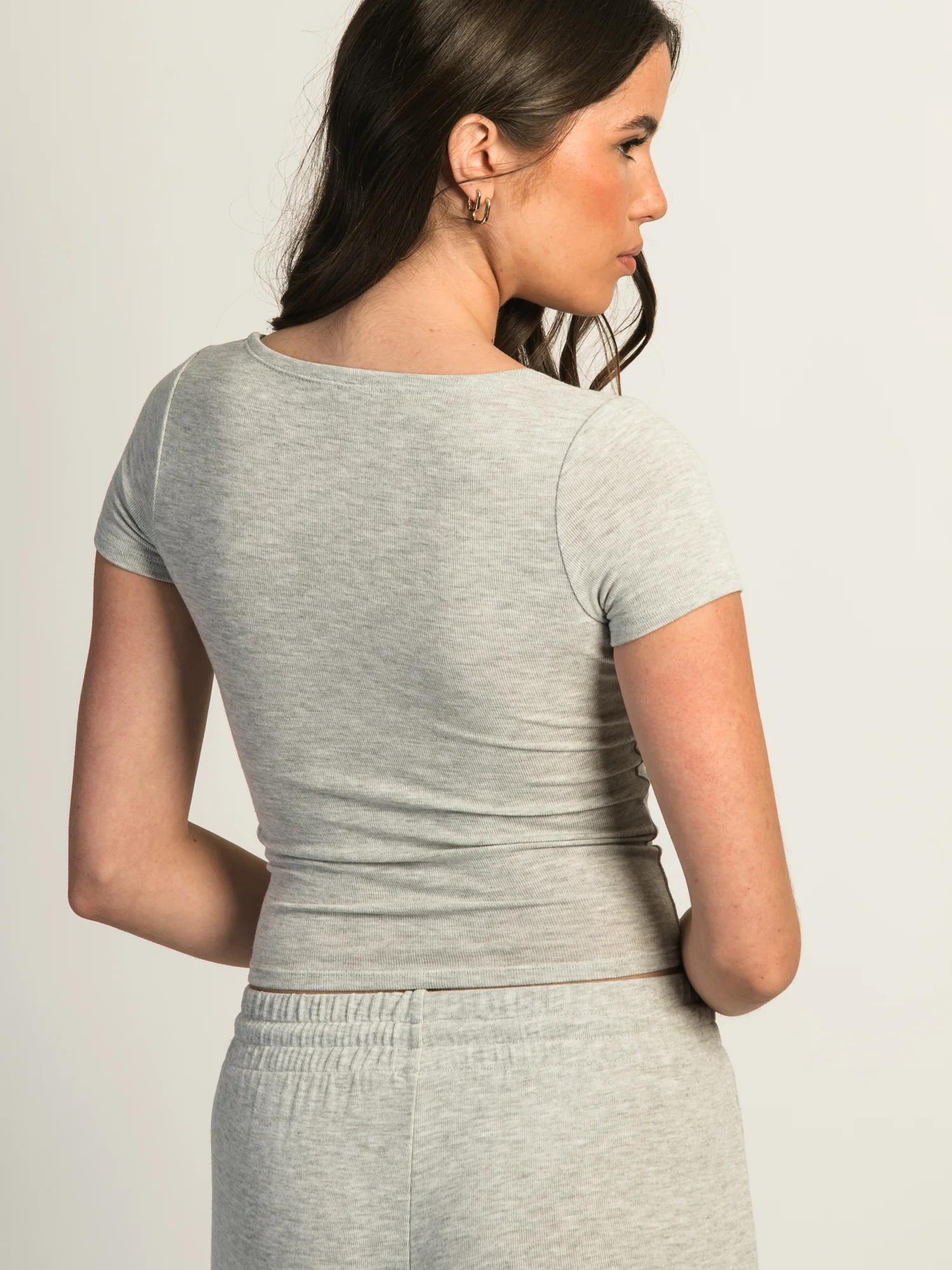HARLOW MOLLY MELANGE TEE - HEATHER GREY - Image 4
