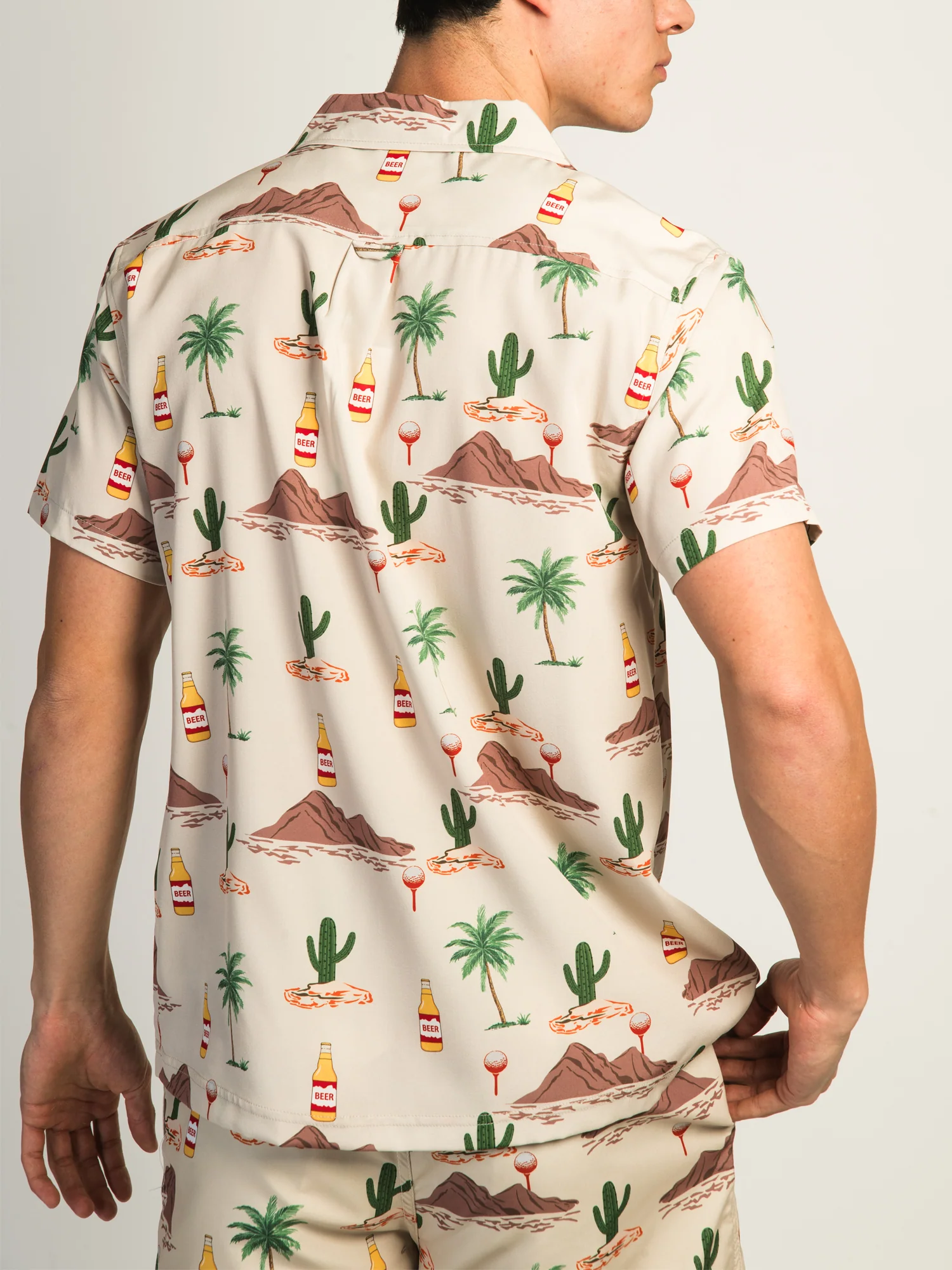 ISLAND HAZE SCOTTSDALE SHORT SLEEVE WOVEN SHIRT - TAUPE - Image 4
