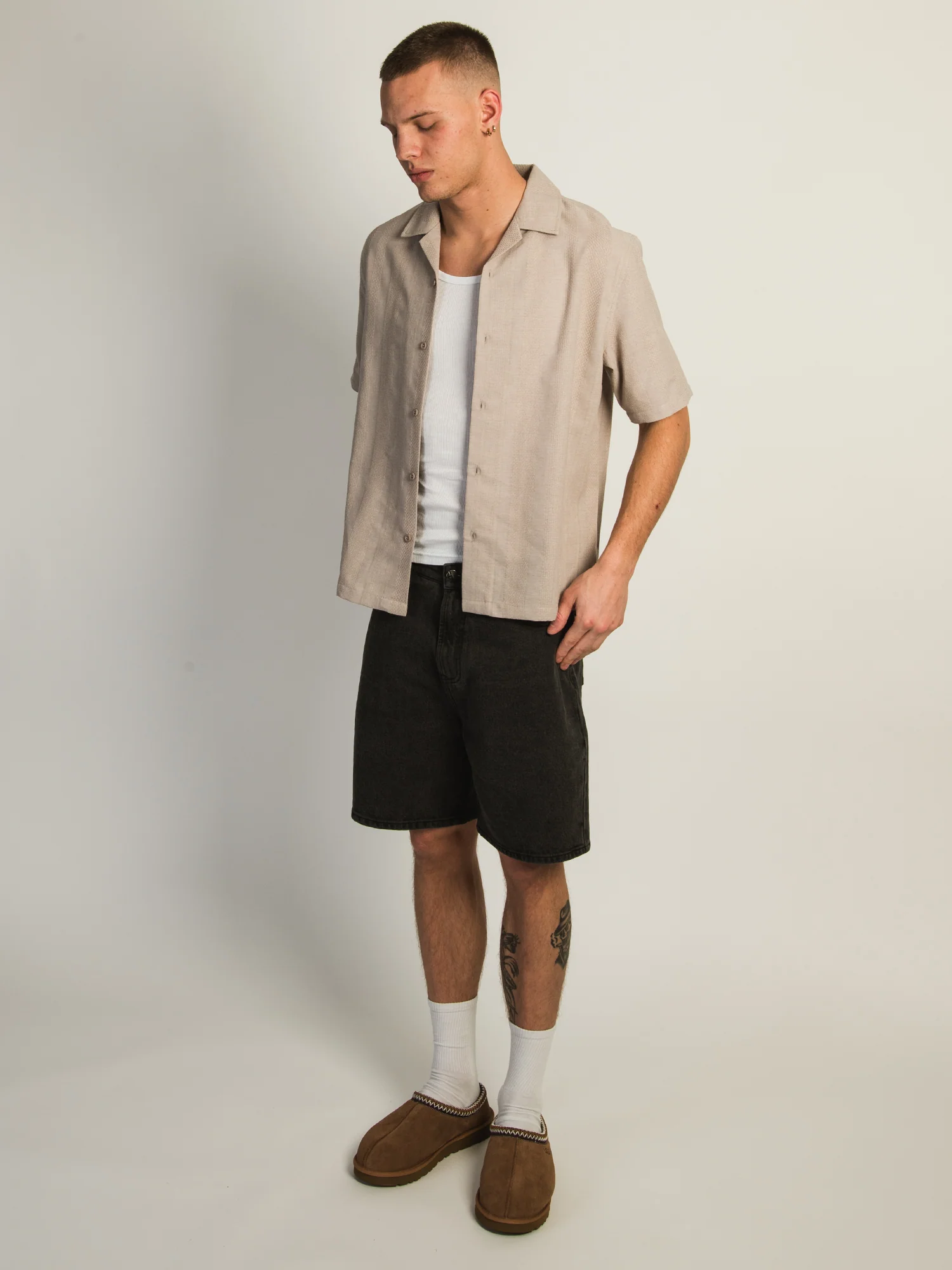 KOLBY BOXY FIT SHIRT - PEBBLE - Image 2