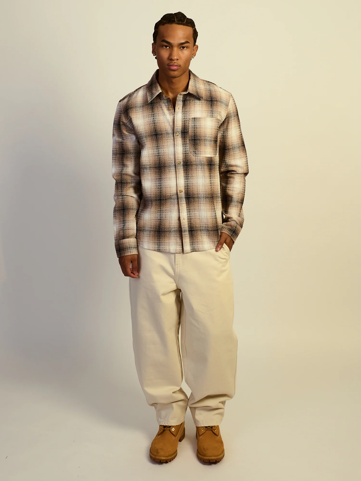 KOLBY BOXY PLAID SHIRT - OFF WHITE - Image 2