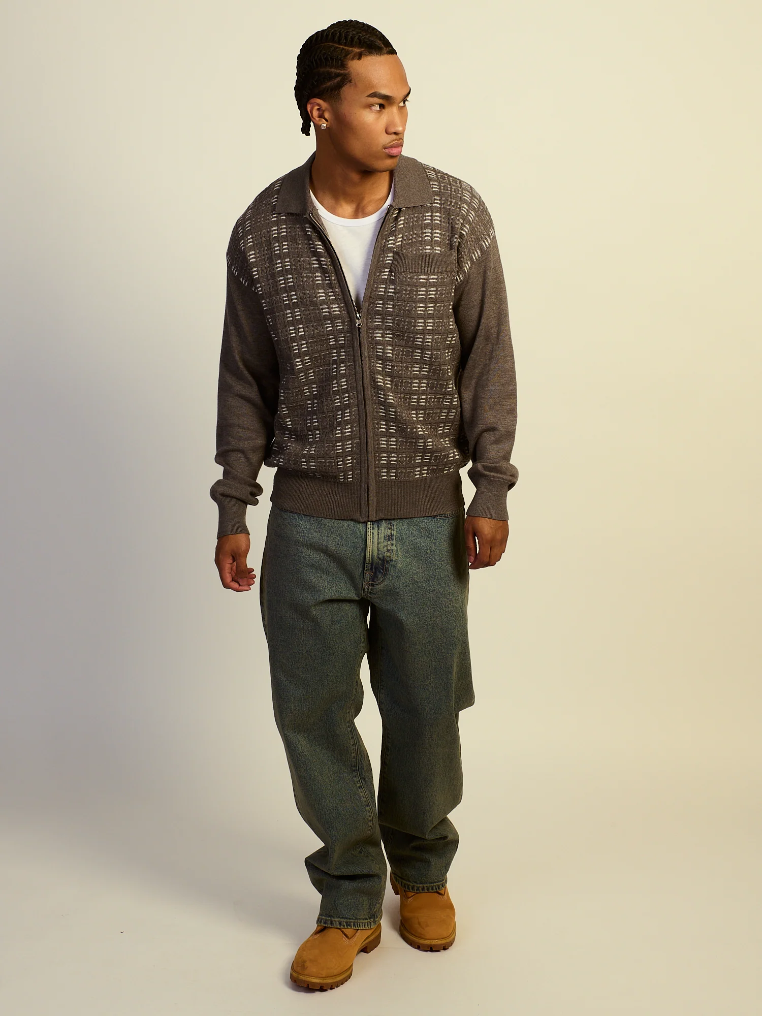 KOLBY COLLARED ZIP UP - CHARCOAL - Image 3
