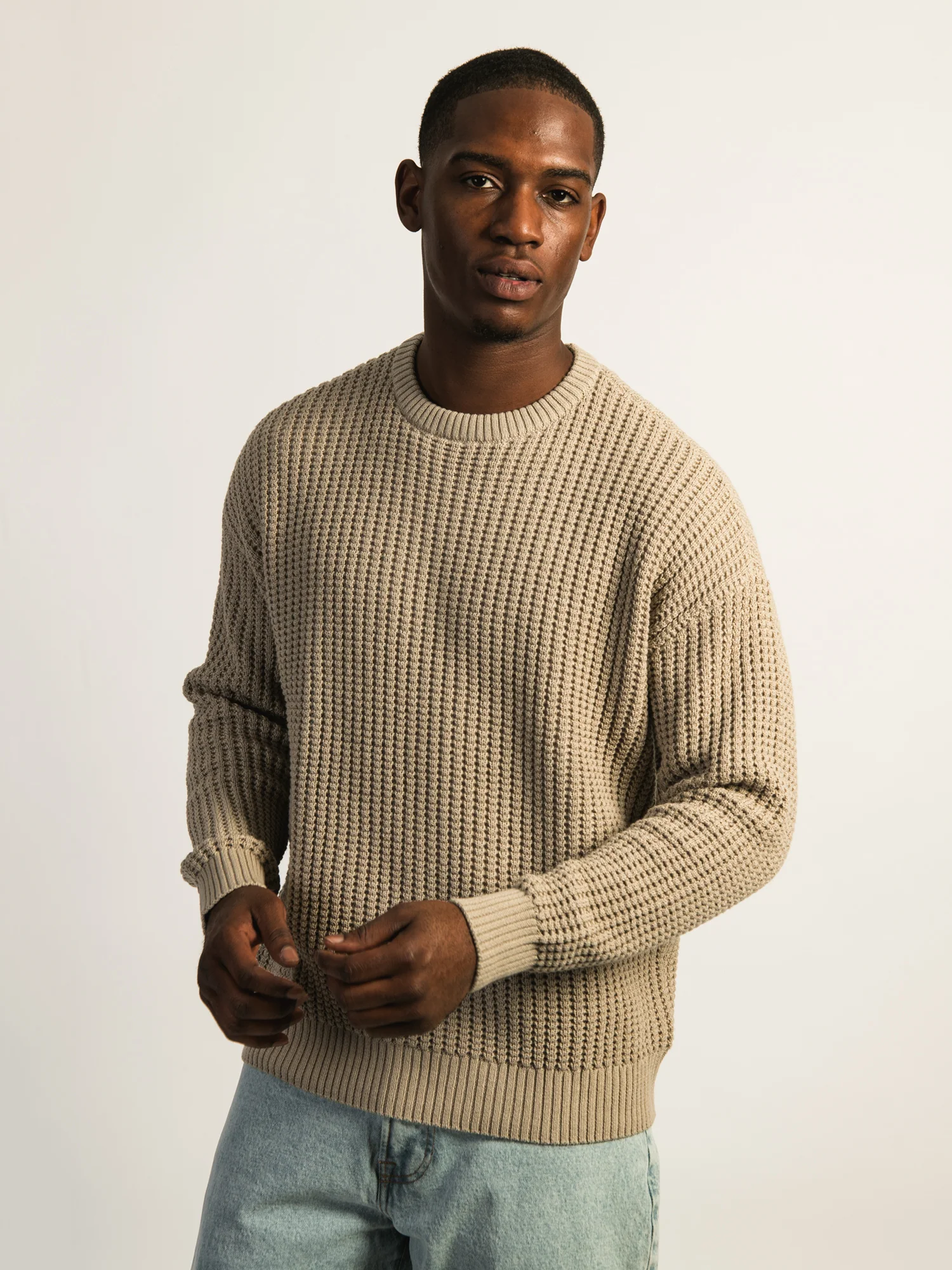 KOLBY FISHERMANS RIB SWEATER - TAUPE - Image 2