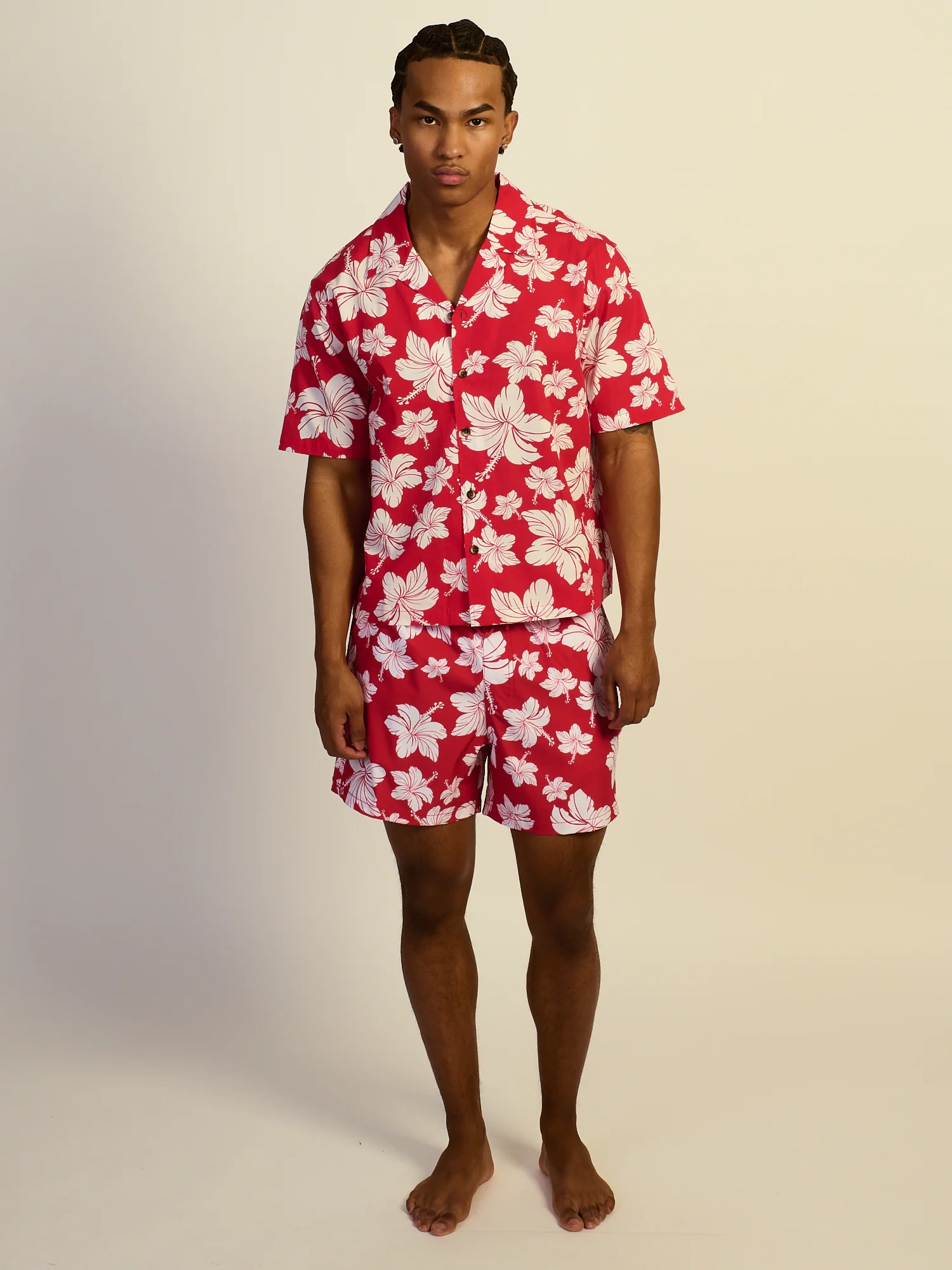 KOLBY SWIM HIBISCUS WOVEN SHIRT - RED - Image 2