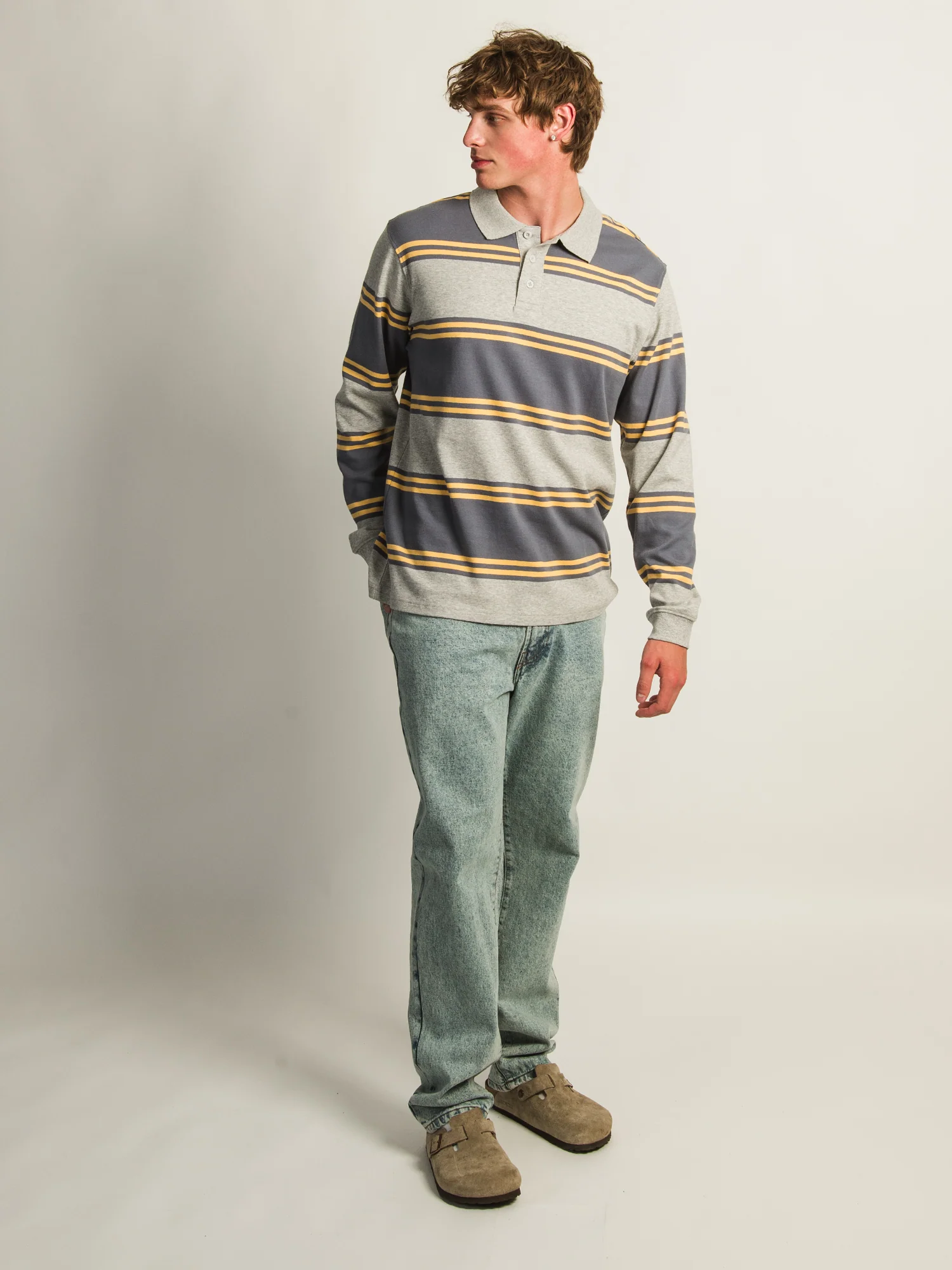 KOLBY LONG SLEEVE RUGBY SHIRT - HEATHER GREY - Image 2