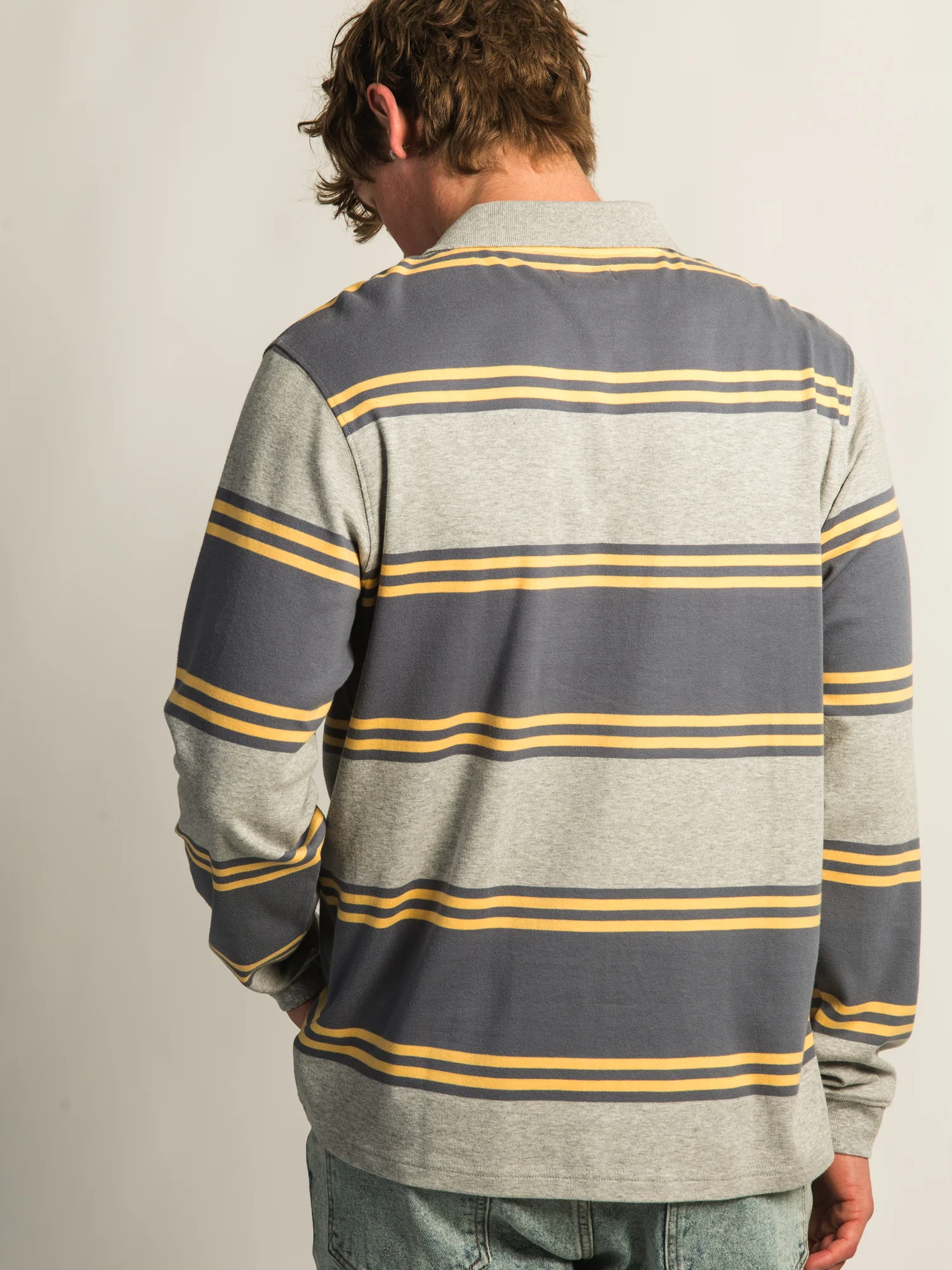 KOLBY LONG SLEEVE RUGBY SHIRT - HEATHER GREY - Image 6