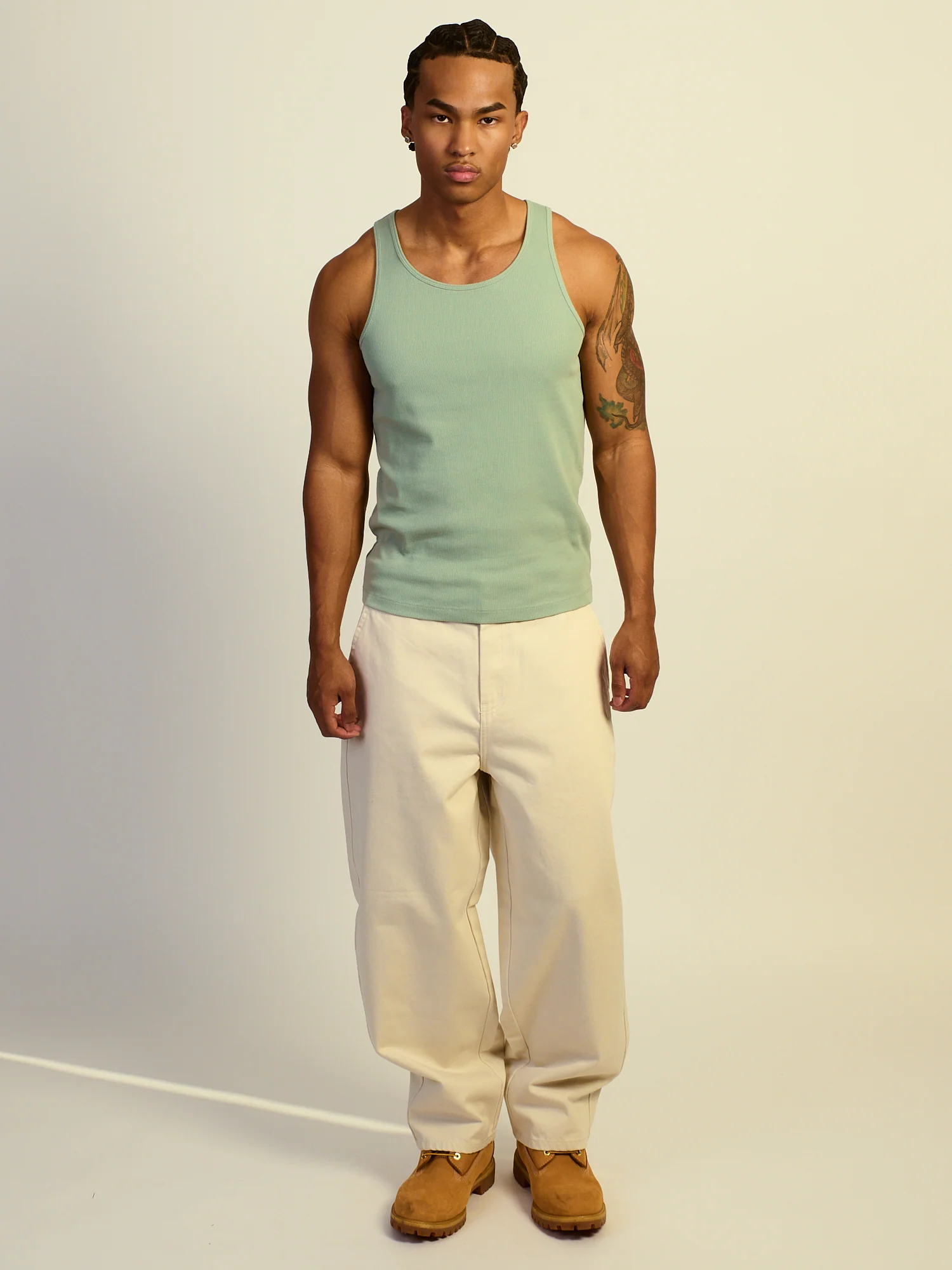KOLBY RIBBED TANK - DUSTY GREEN - Image 2