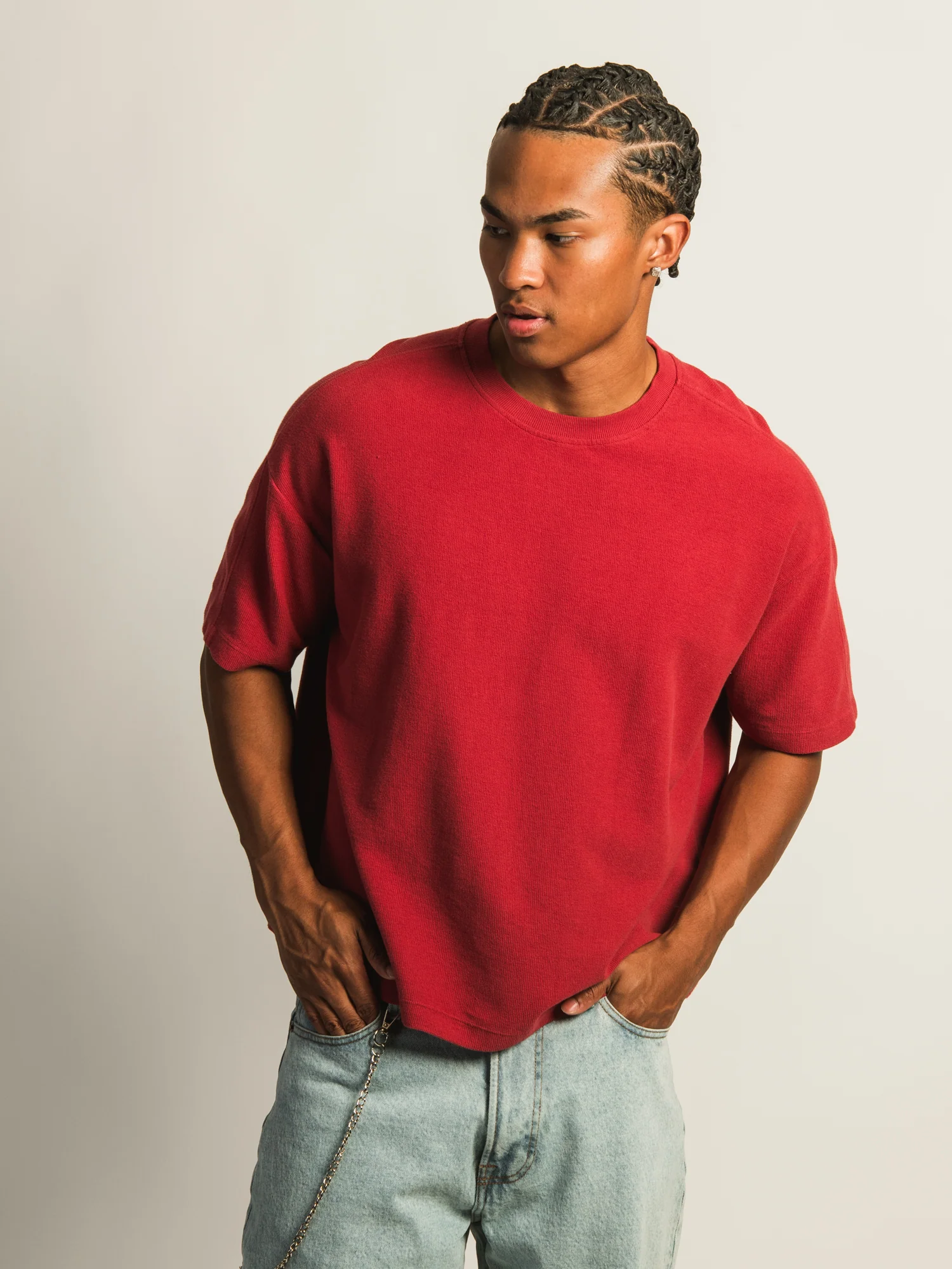 KOLBY SHORT CUT KNIT TEE- CRANBERRY - Image 2