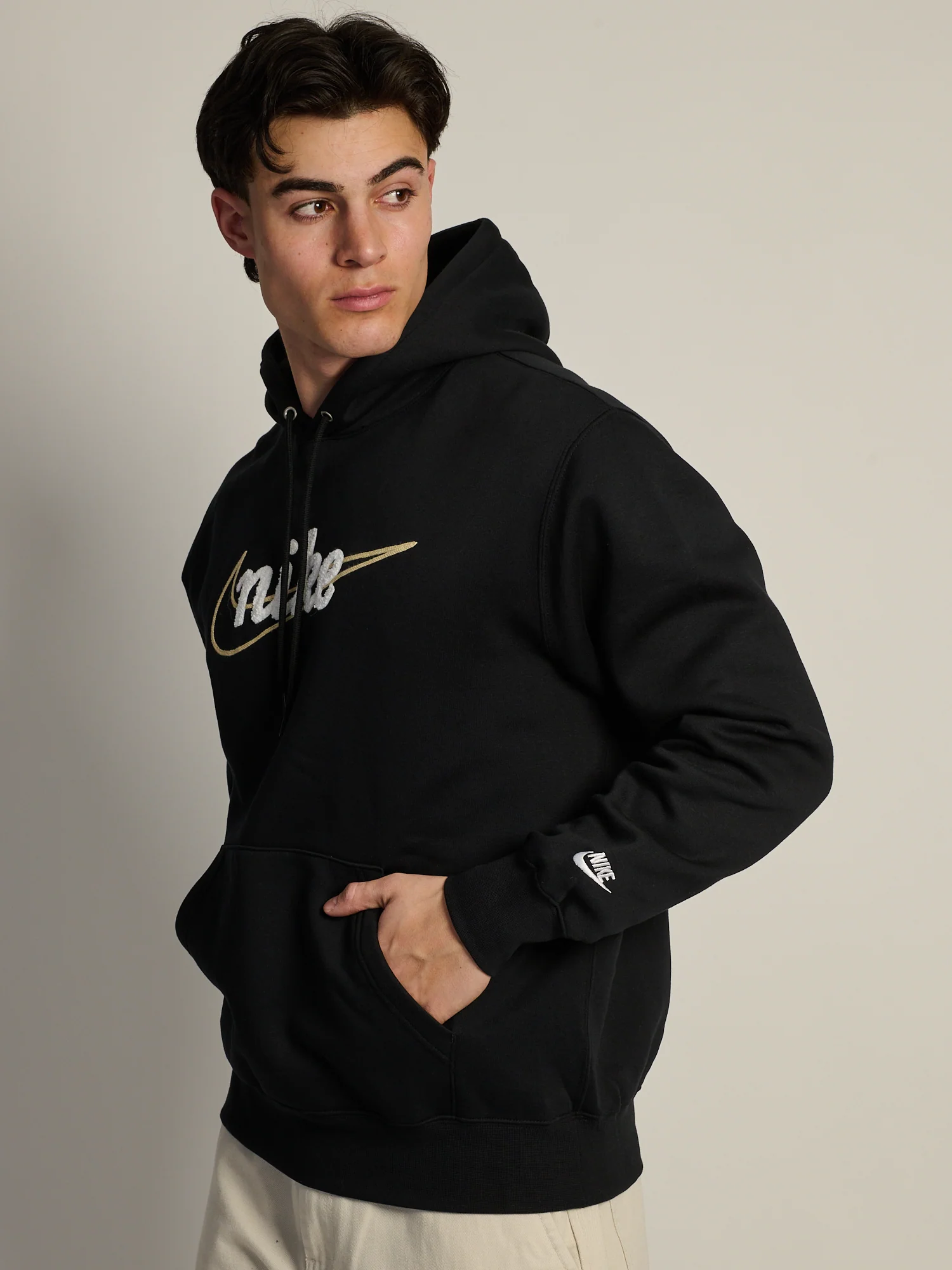 NIKE CLUB CHENILLE PULL OVER HODDIE - BLACK - Image 3