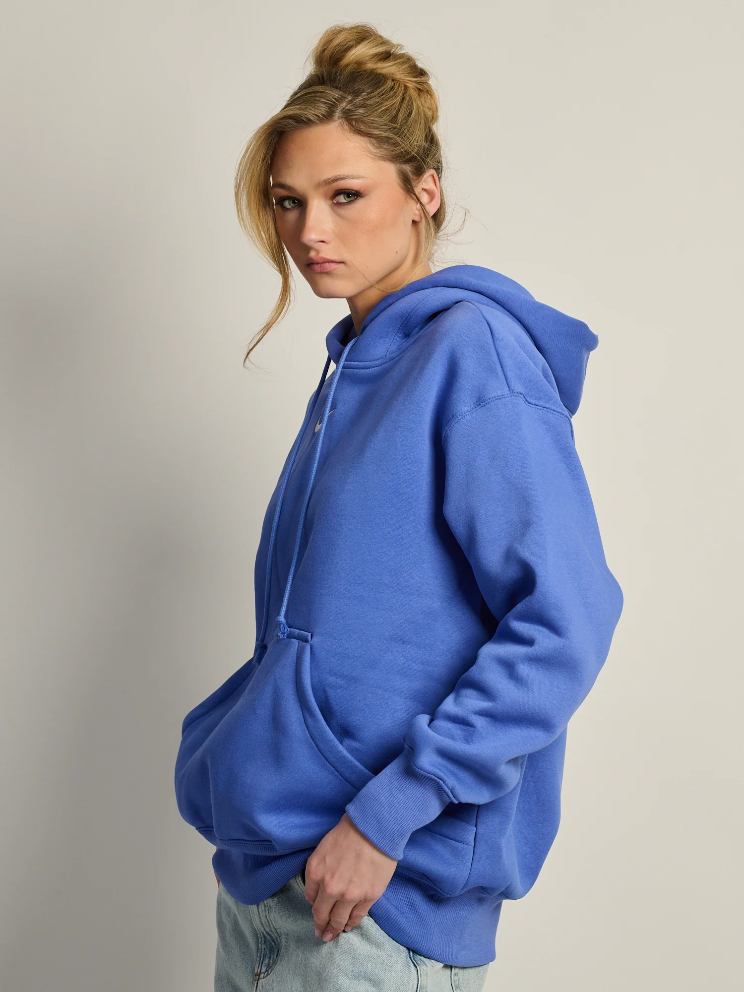 NIKE SPORTSWEAR PHOENIX FLEECE OVERSIZED PULL OVER HOODIE - BLUE - Image 5