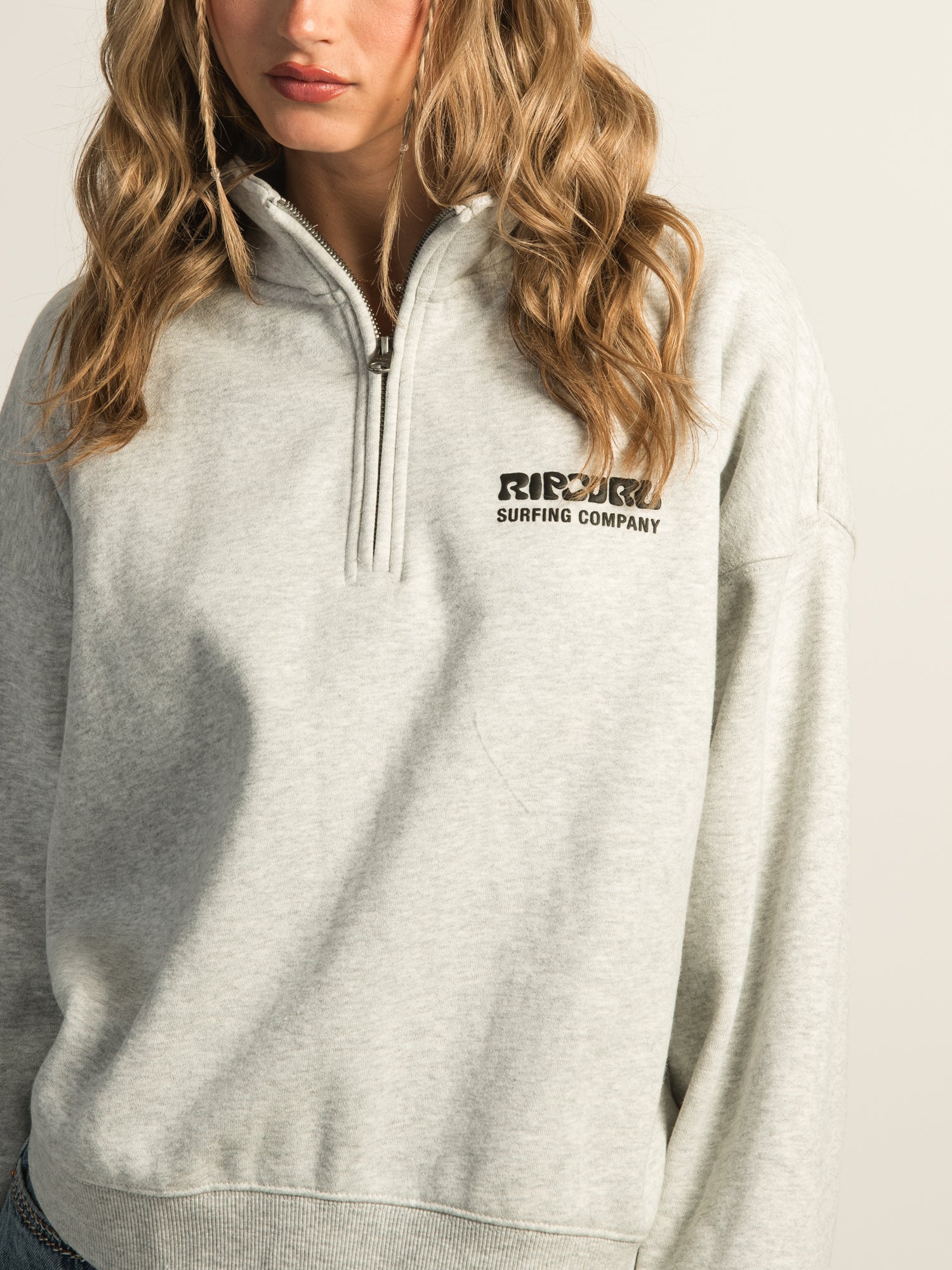 RIP CURL SURF PUFF QUARTER ZIP - GREY - Image 5