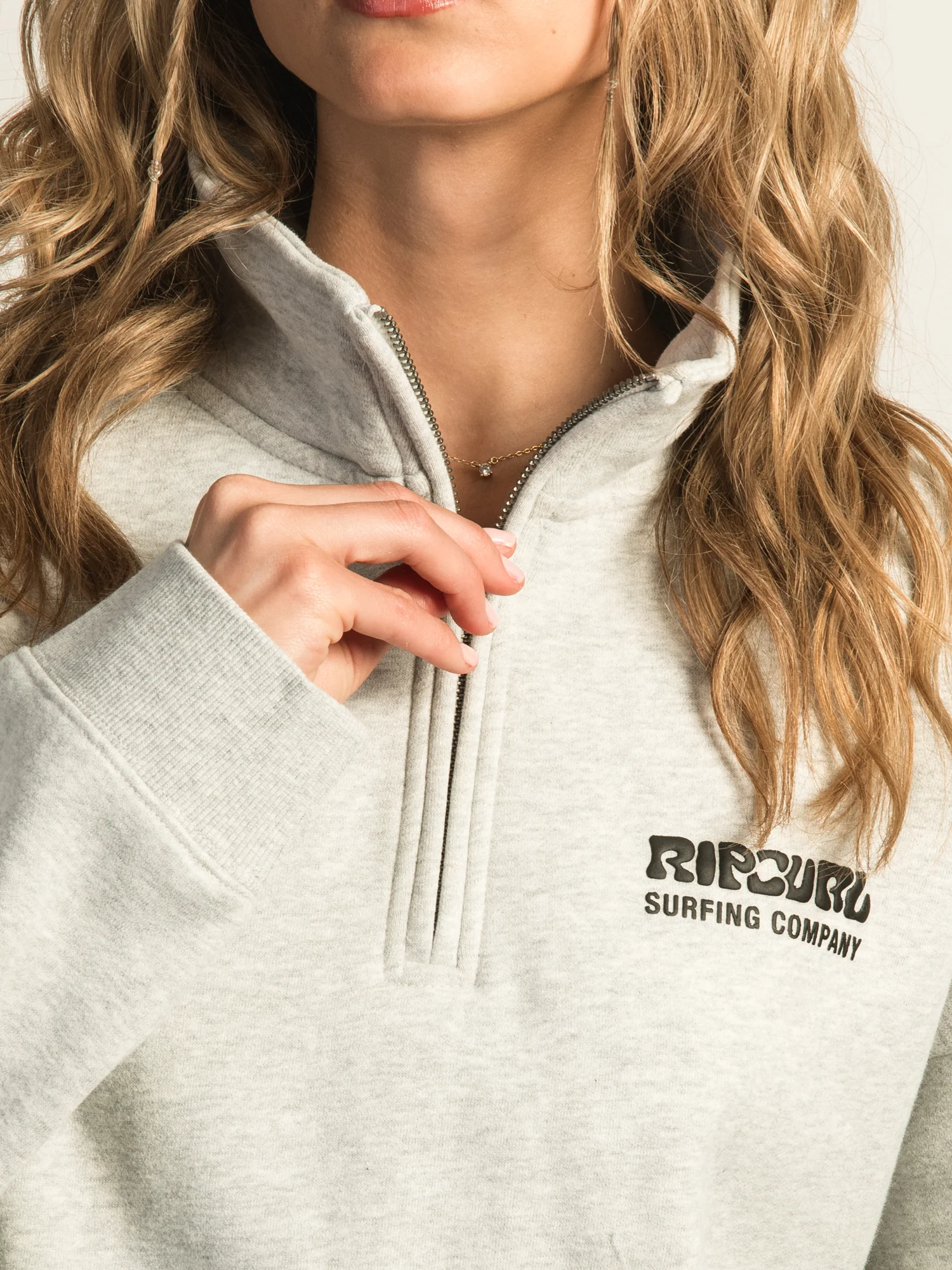 RIP CURL SURF PUFF QUARTER ZIP - GREY - Image 7